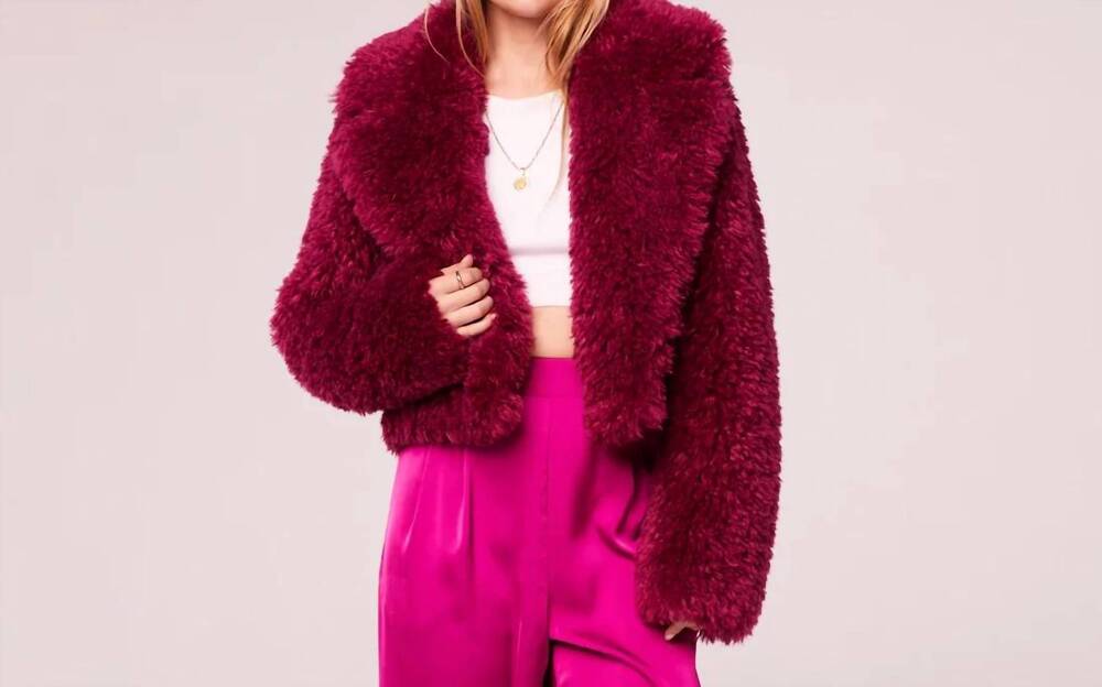 NEW BAND OF THE FREE faux fur jacket in deep fuchsia
